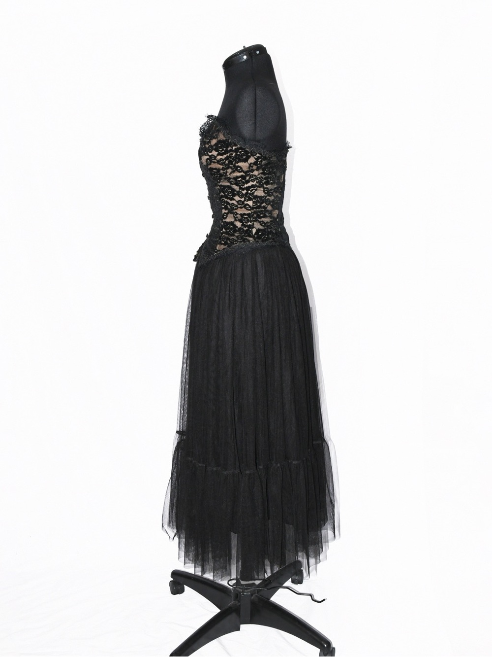 Strapless Black Lace Corset Tulle Skirt Set - Picture 3 of 11